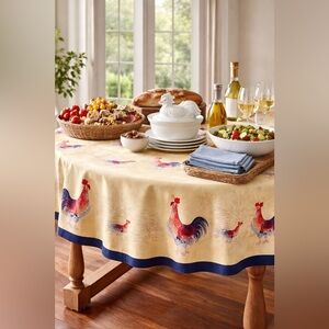 Ceramic  Serving Bowl with Lid; Chicken design; med. size (8.5 in x 9 in); white